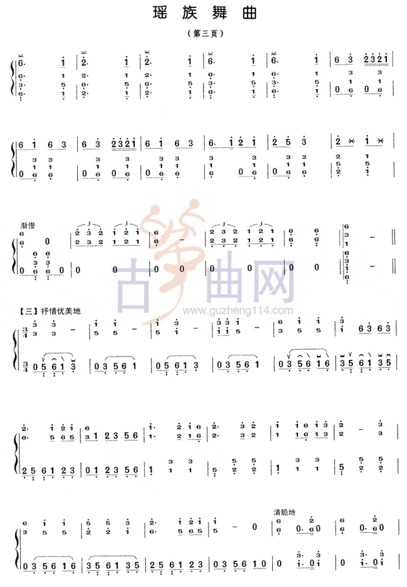 古筝6级《瑶族舞曲》曲谱-何莹古筝教学