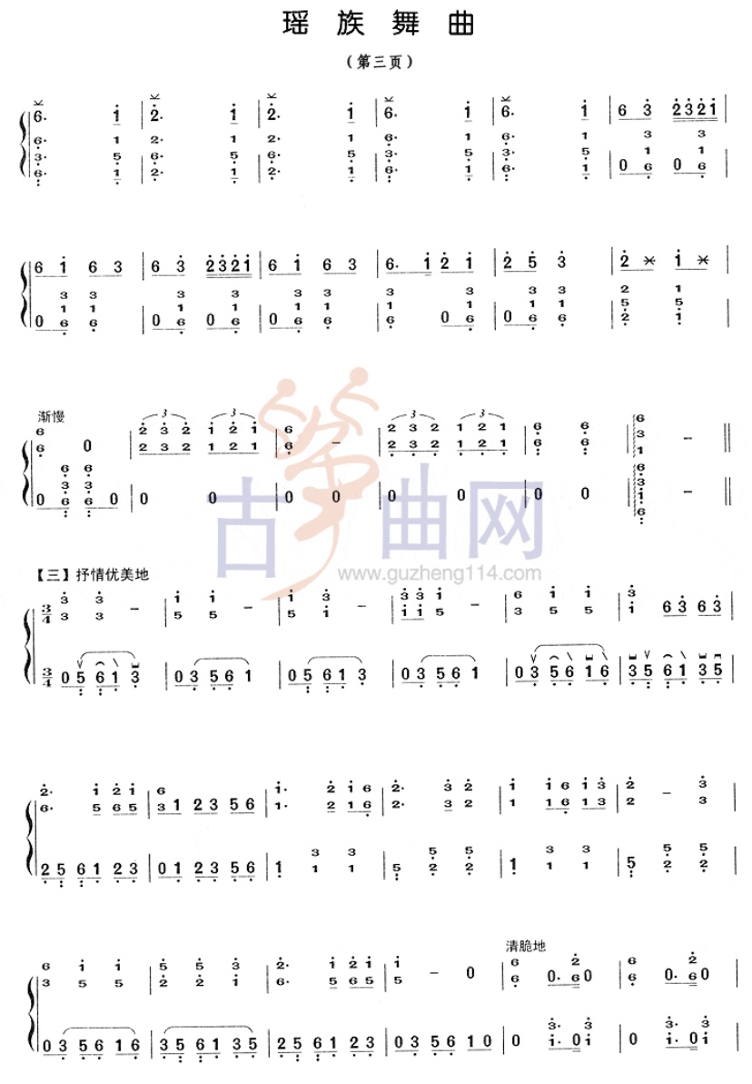 古筝6级《瑶族舞曲》曲谱-何莹古筝教学