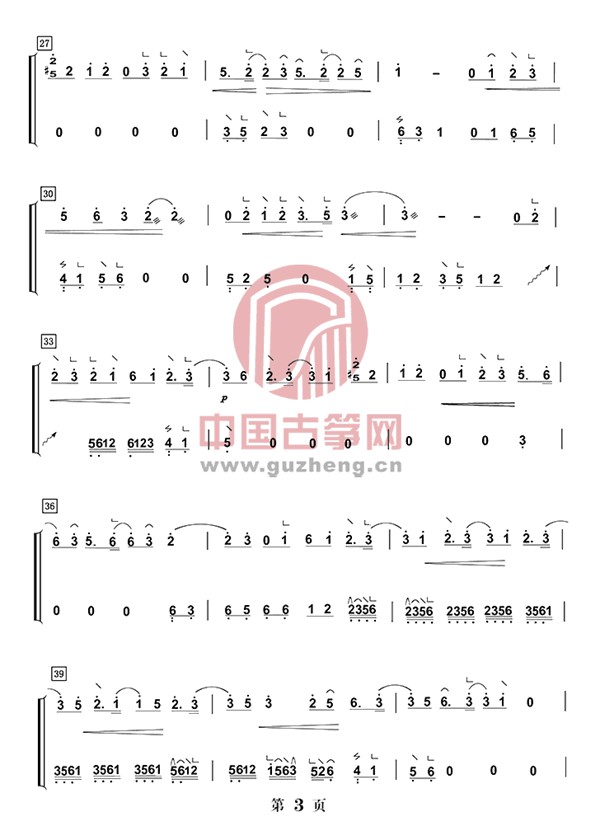 《红尘客栈》古筝版演奏曲谱简谱-双手版