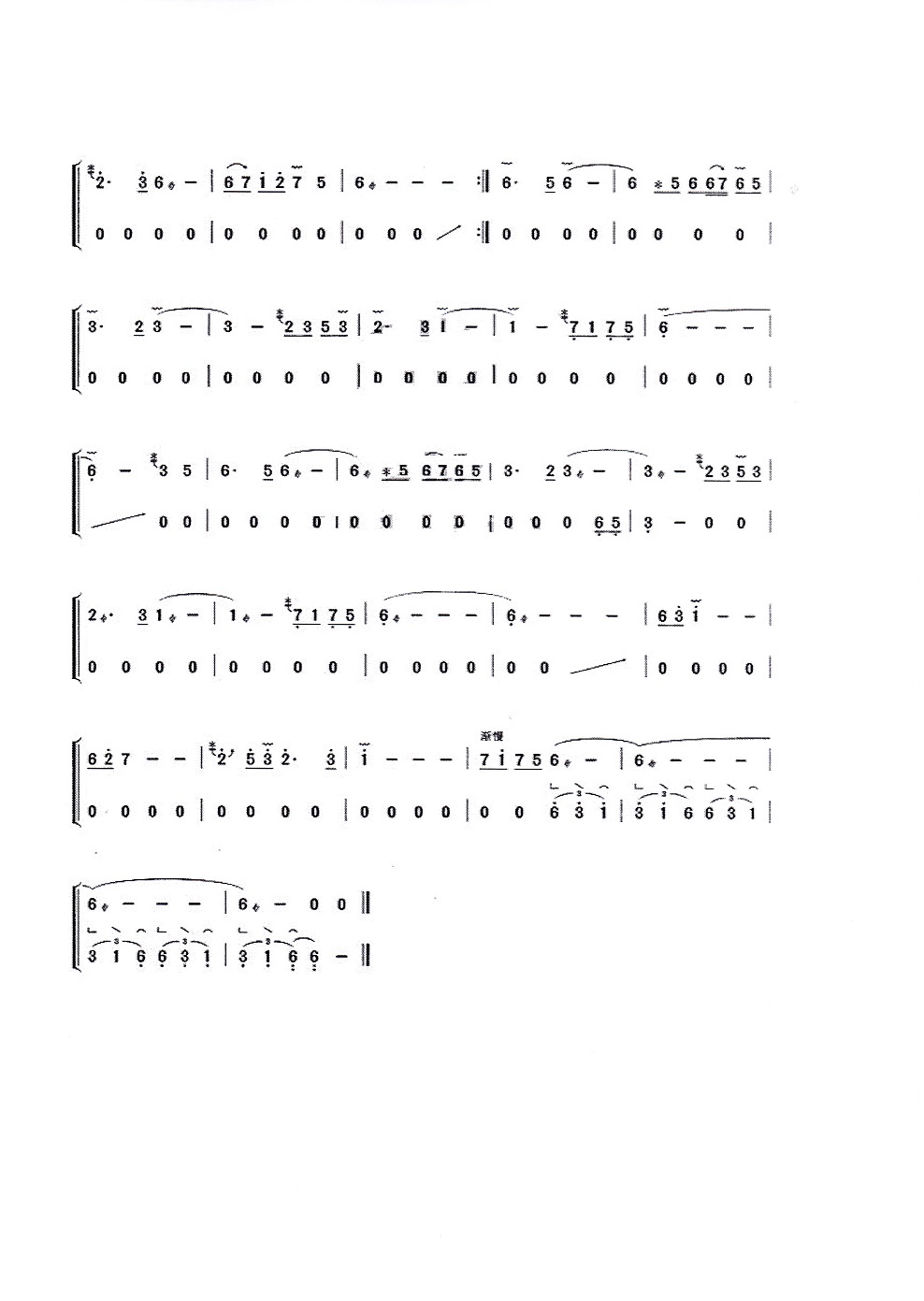 纯音乐《琵琶语》古筝演奏完整版d调简谱及曲谱