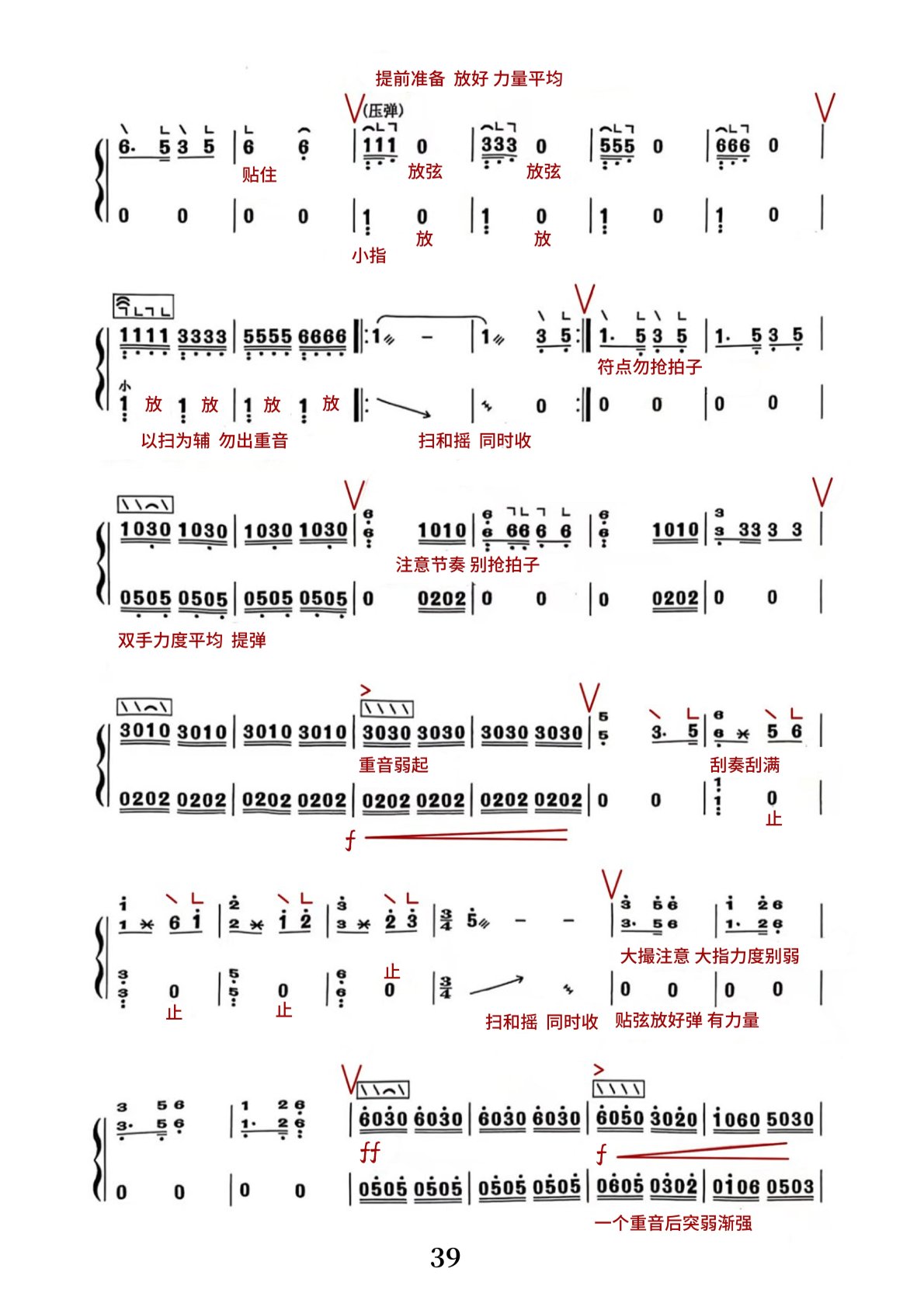 古筝曲《战台风》笔记版简谱完整版_杨淼教学专用