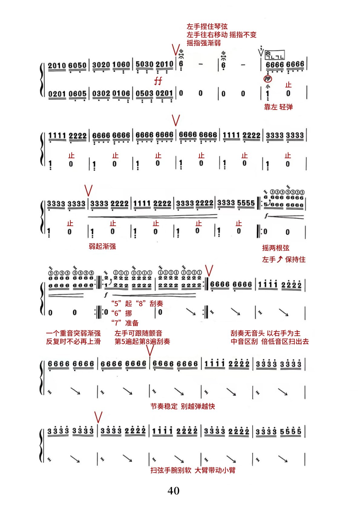 古筝曲《战台风》笔记版简谱完整版_杨淼教学专用